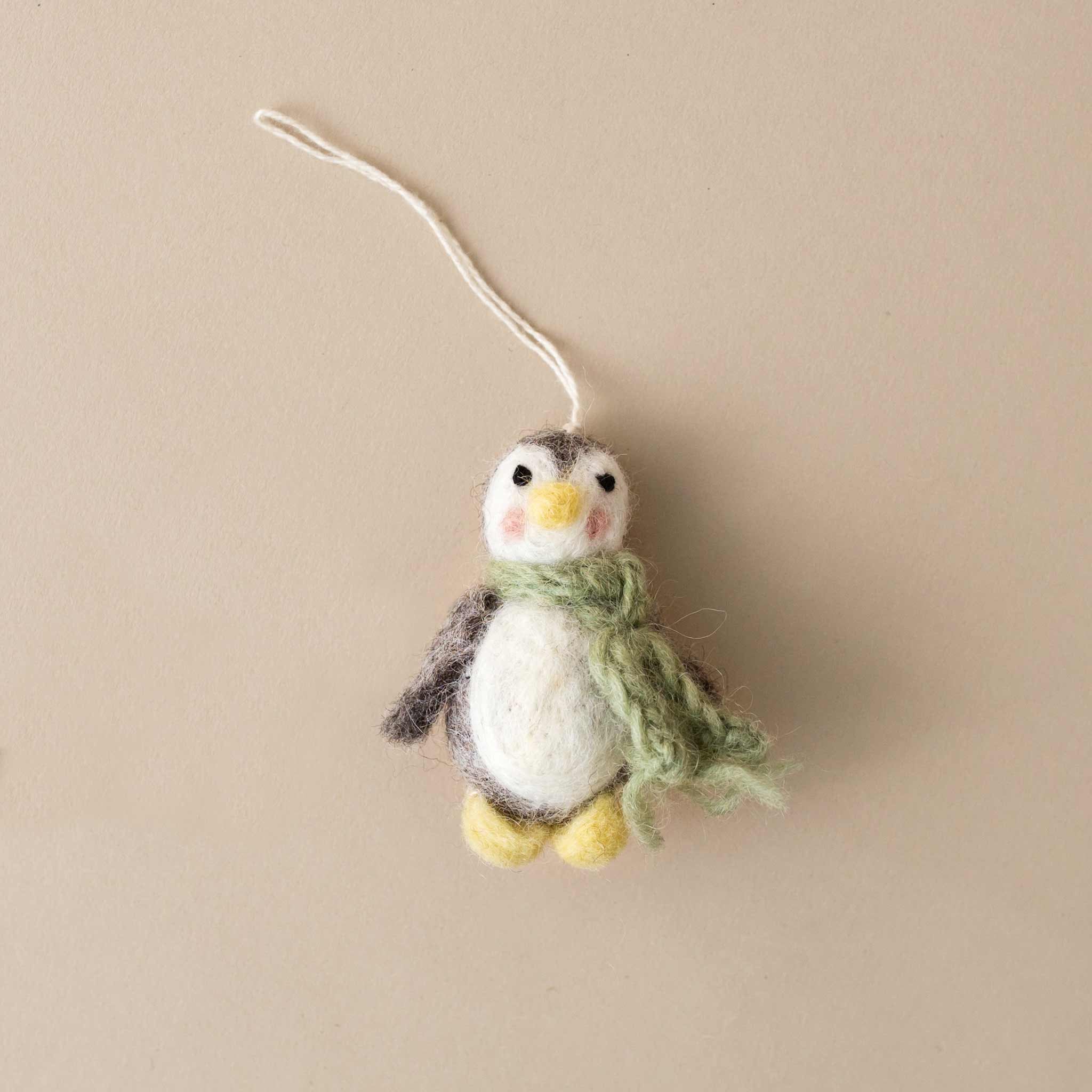 Little Felted Penguin Ornament | Sage Scarf