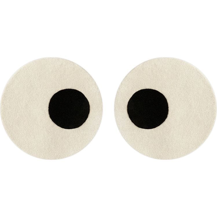 Pair of Eyes Round Rug - White/Black