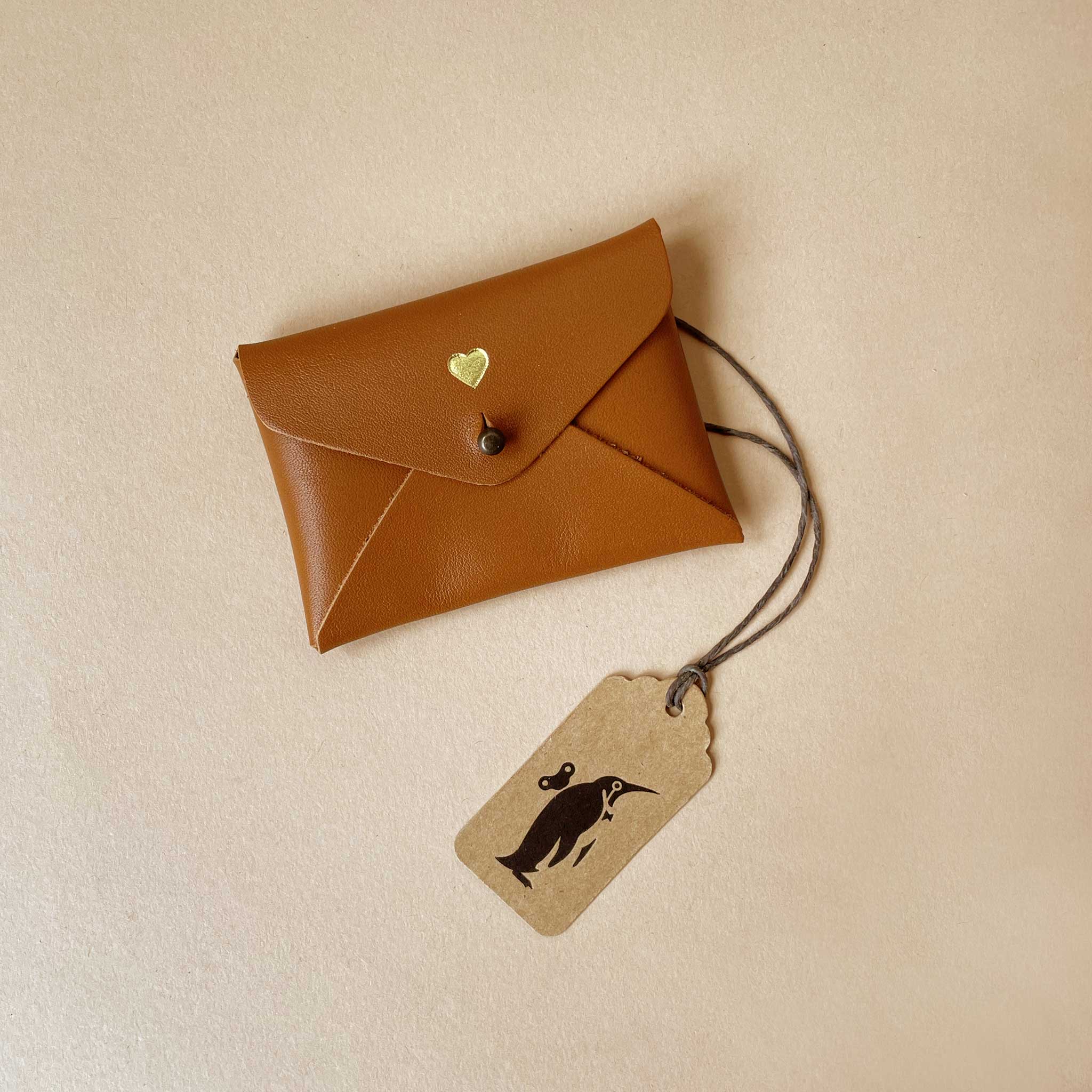 Mini Heart-Centered Pouch | Caramel