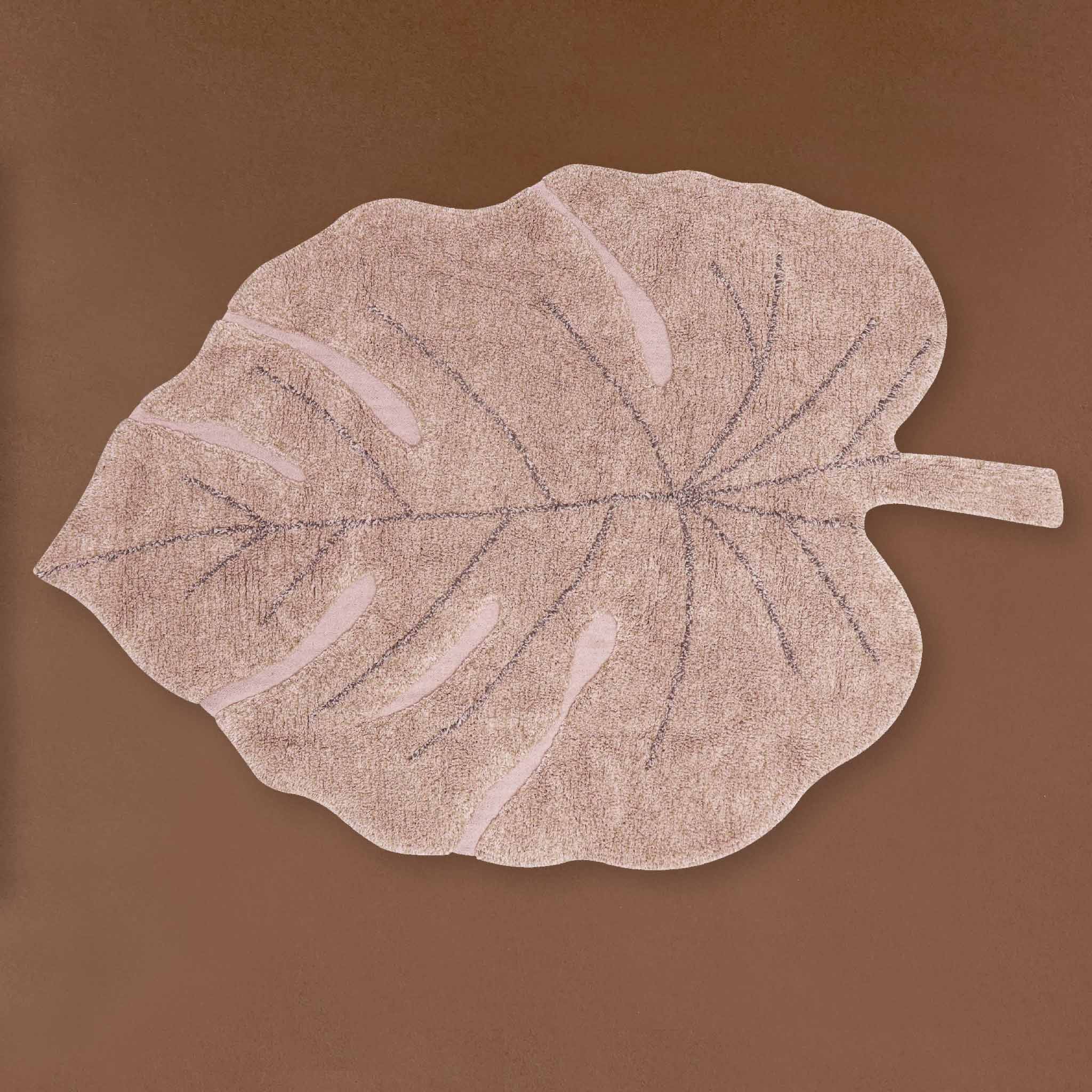 Washable Monstera Rug | Vintage Rose