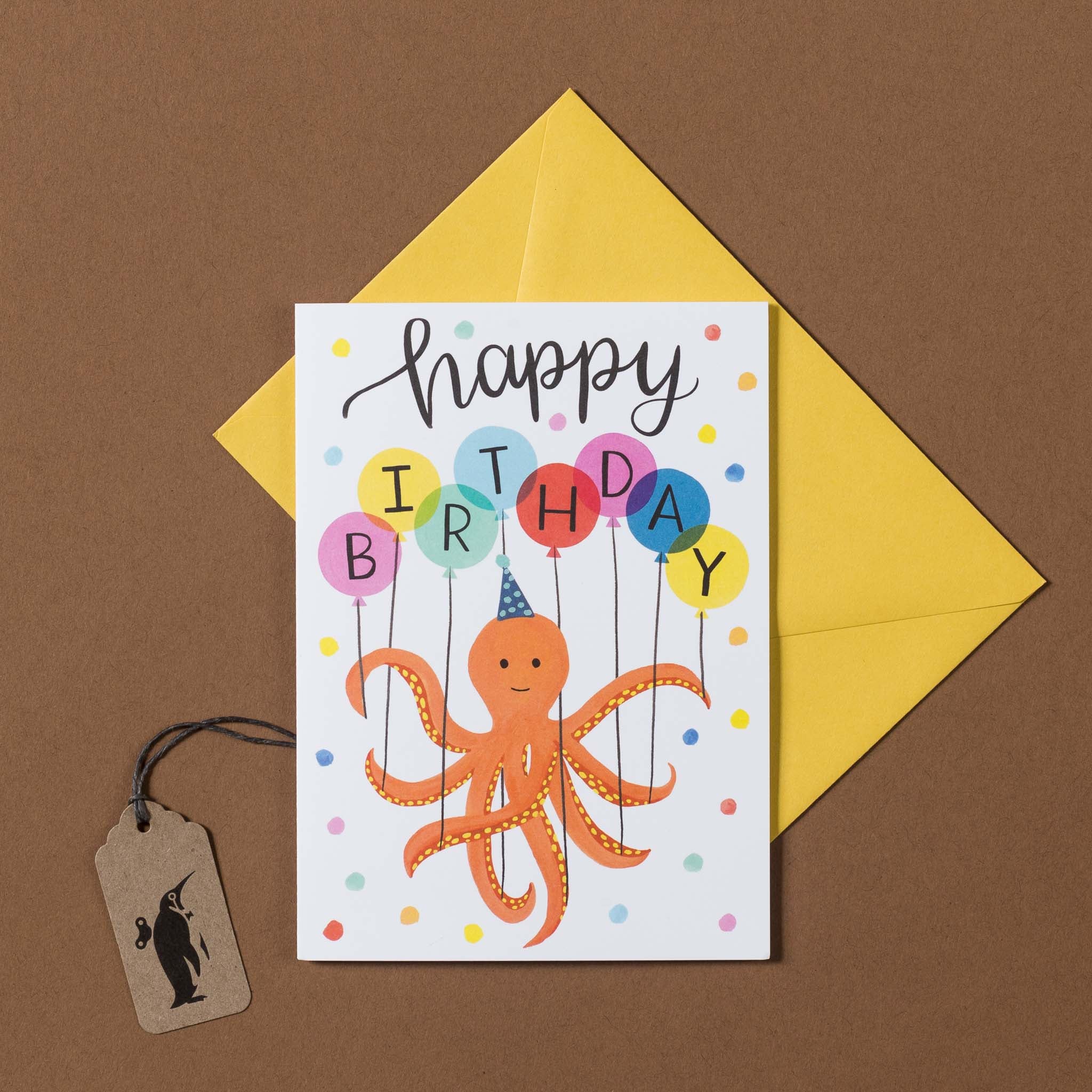 Octopus Birthday Balloons Greeting Card