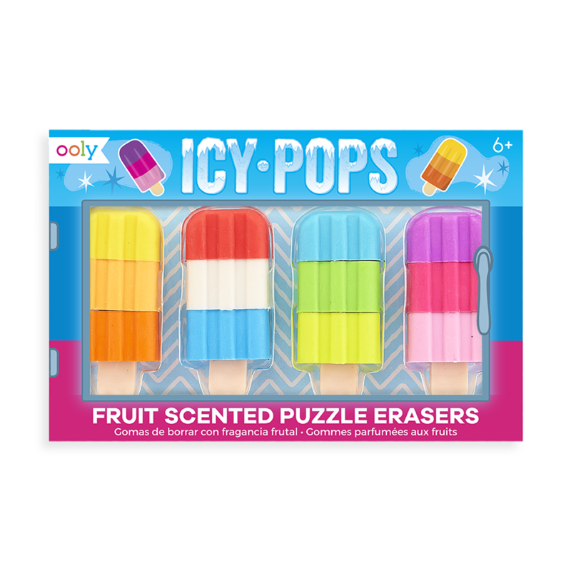Icy Pops Fruit Scented Puzzle Erasers Set of 4