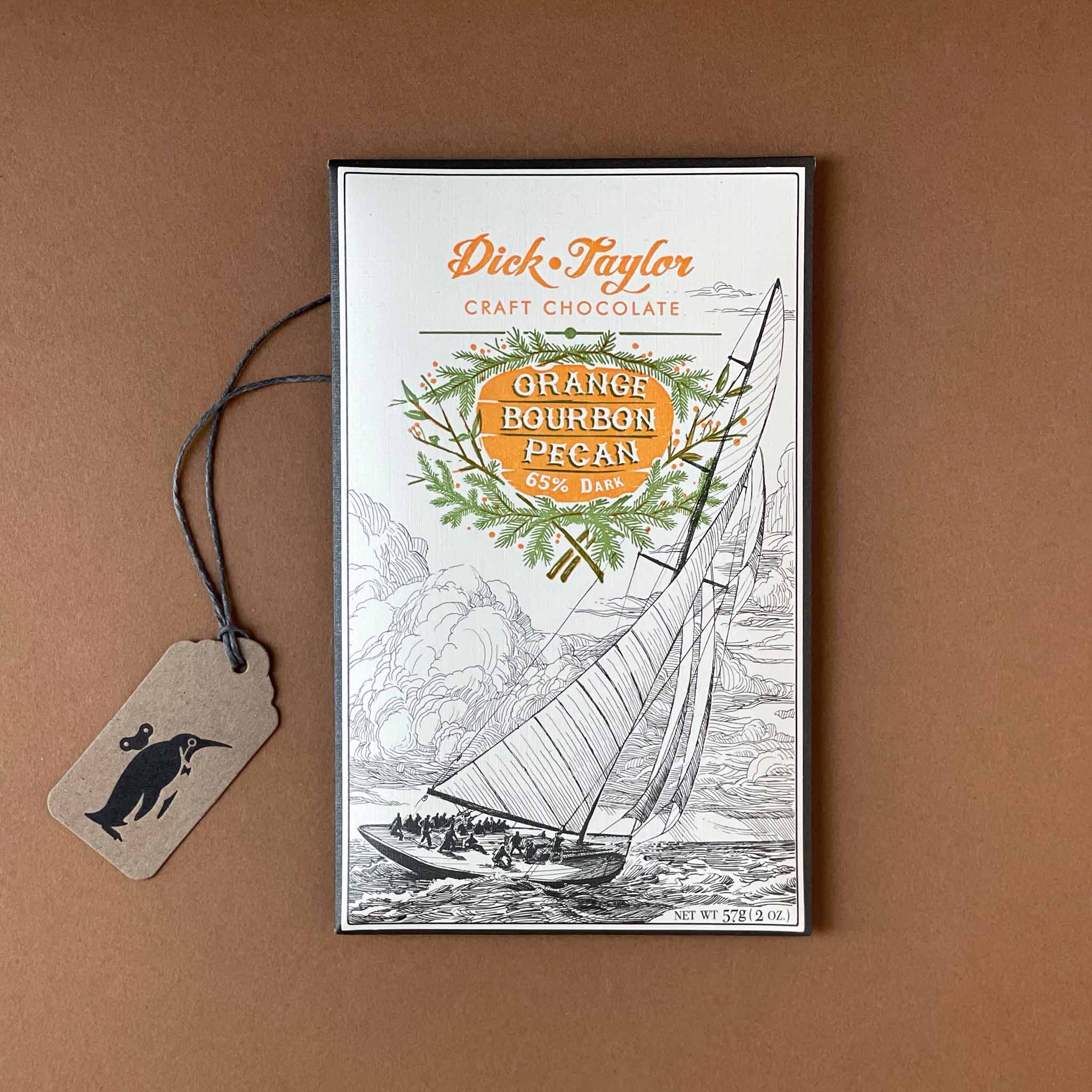 Orange Bourbon Pecan Dark Chocolate Bar