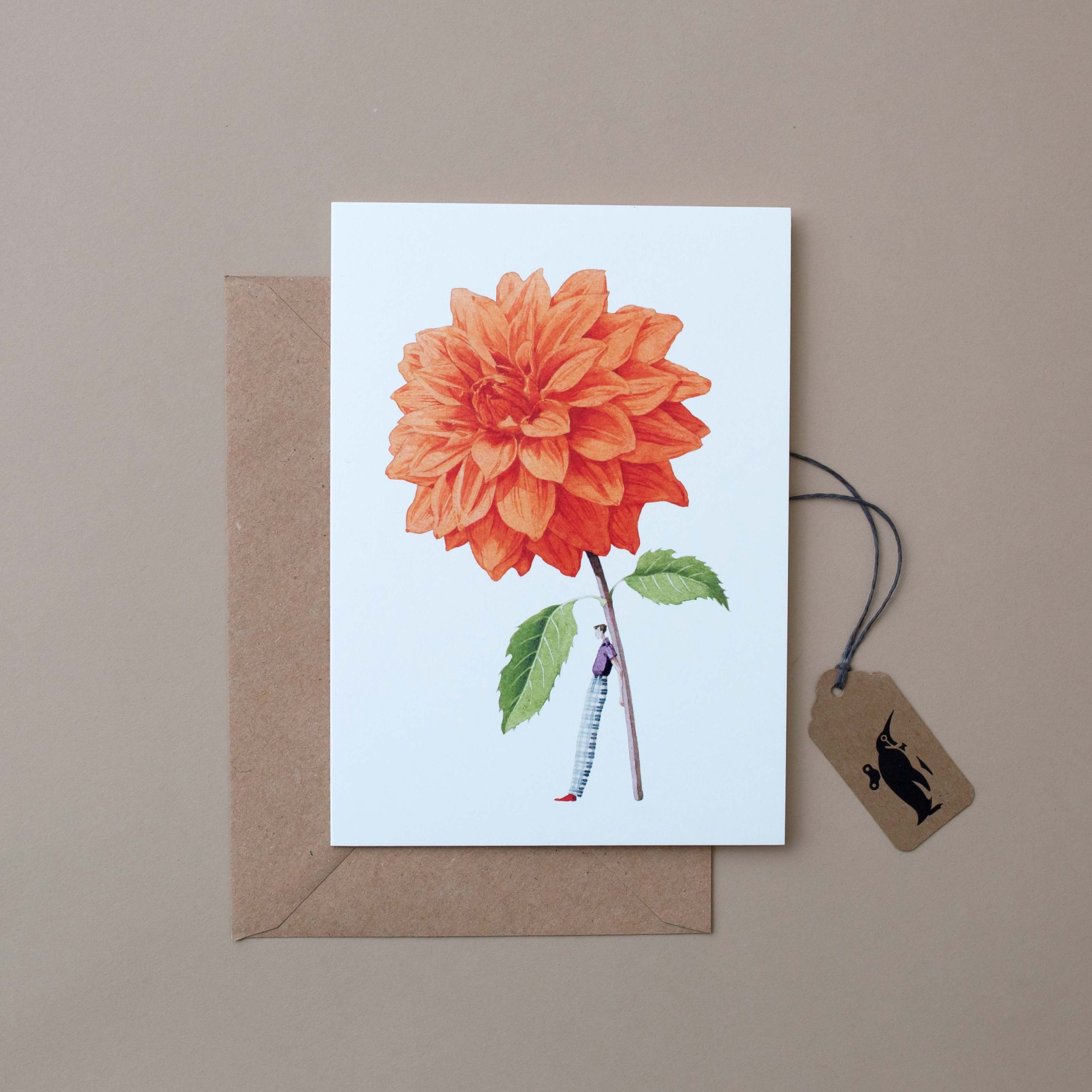 Orange Dahlia Greeting Card