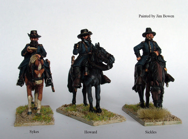 Perry Miniatures American Civil War Union Mounted Commanders (Sykes, Howard, Sickles), 28mm Scale Metal Figures