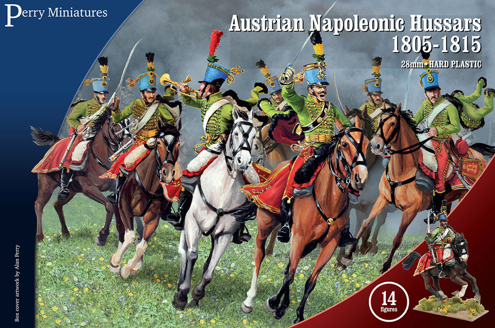 Perry Miniatures Austrian Napoleonic Hussars 1805–1815 28mm Plastic Cavalry (14 Mounted Figures)