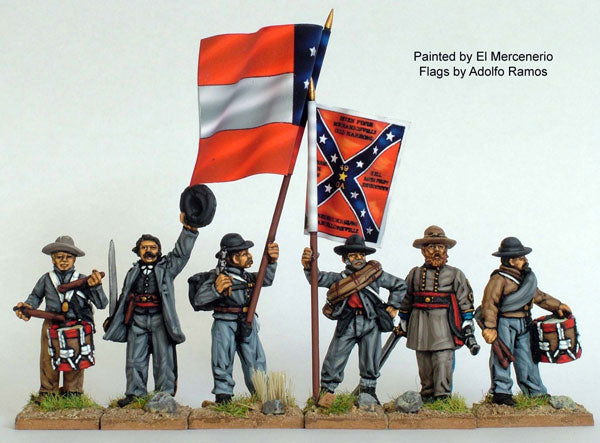 Perry Miniatures American Civil War Confederate Infantry Command Standing 28mm Scale Metal Figures