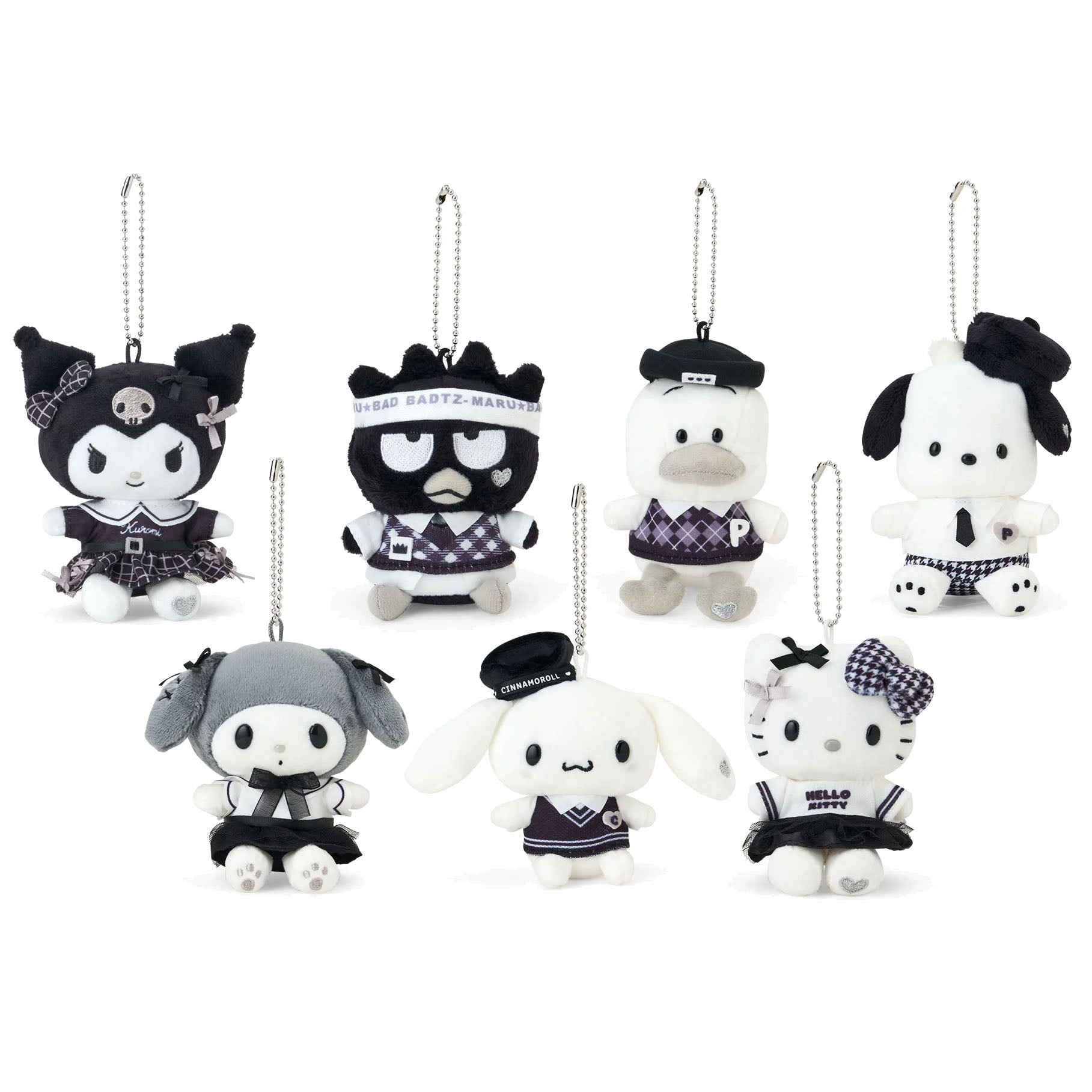 Japan Sanrio Plush Doll Keychain (Monotone)