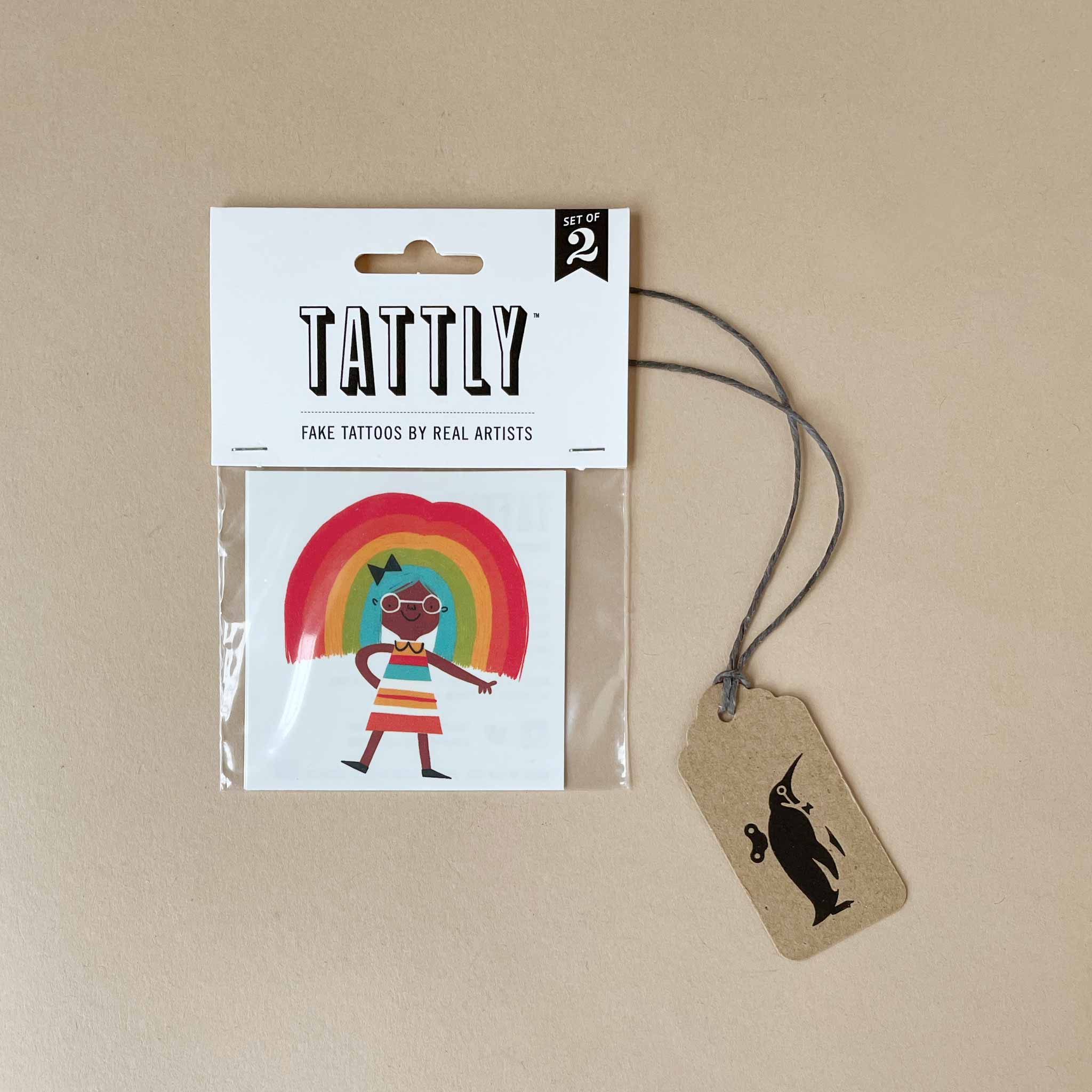 Rainbow Girl Temporary Tattoo Pair