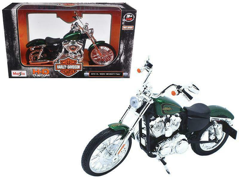 Harley Davidson 2013 XL 1200V Seventy Two (Green), 1:12 Scale Model Motorcycle