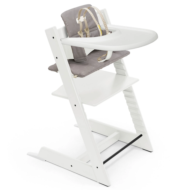 Stokke Tripp Trapp High Chair And Cushion With Stokke Tray White /Icon Grey