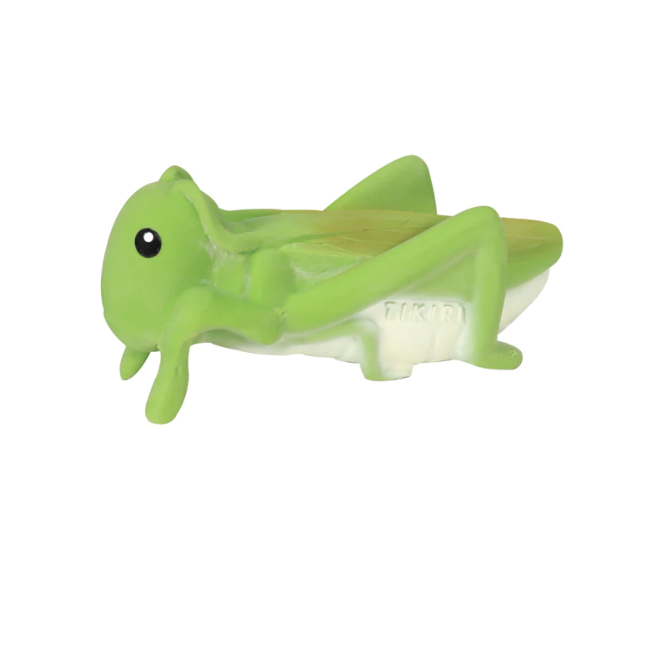 Tikiri Grasshopper Natural Rubber Teether, Rattle And Bath Toy