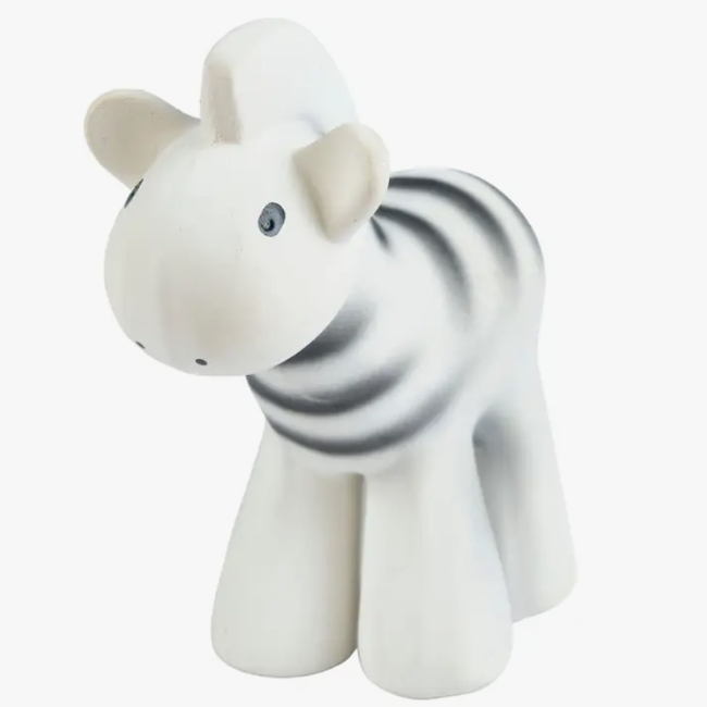 Tikiri Zebra Natural Organic Rubber Teether, Rattle And Bath Toy