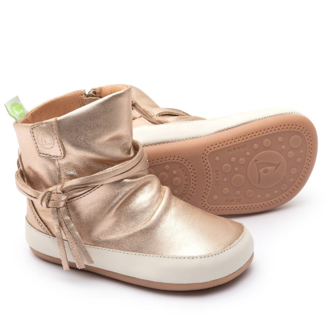 Tip Toey Joey Ridgey Boots In Metalic Salmon/Tapioca