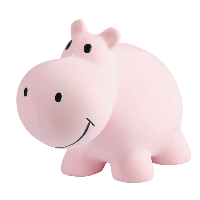 Tikiri Hippo Organic Rubber Teether, Rattle & Bath Toy