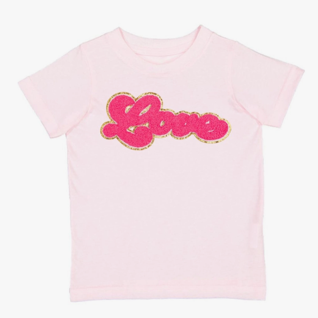 Sweet Wink Love Script Patch Valentine's Day Short Sleeve T-Shirt