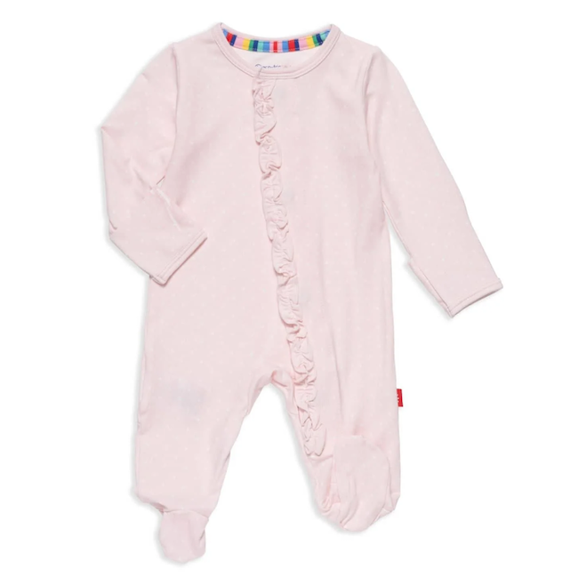 Magnetic Me Pin Dot Pink Modal Magnetic Footie with Ruffles