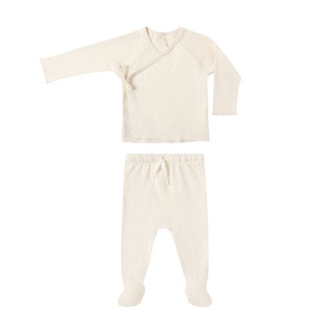 Quincy Mae Wrap Top + Footed Pant Set