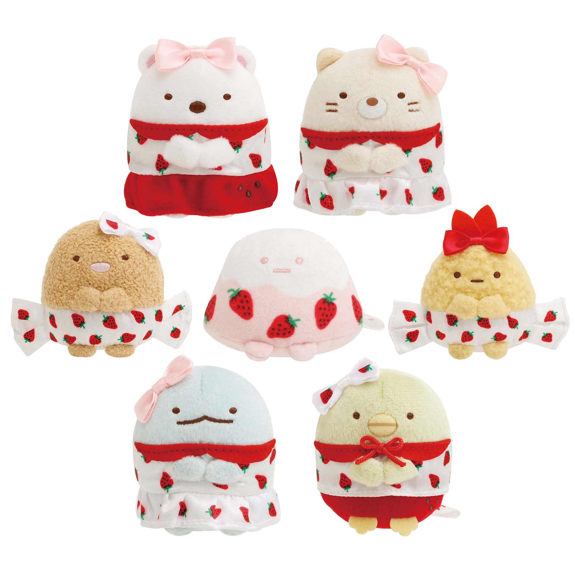 Japan San-X Sumikko Gurashi Mini Plush Doll Soft Toy (Sakuma Strawberry Milk Candy)