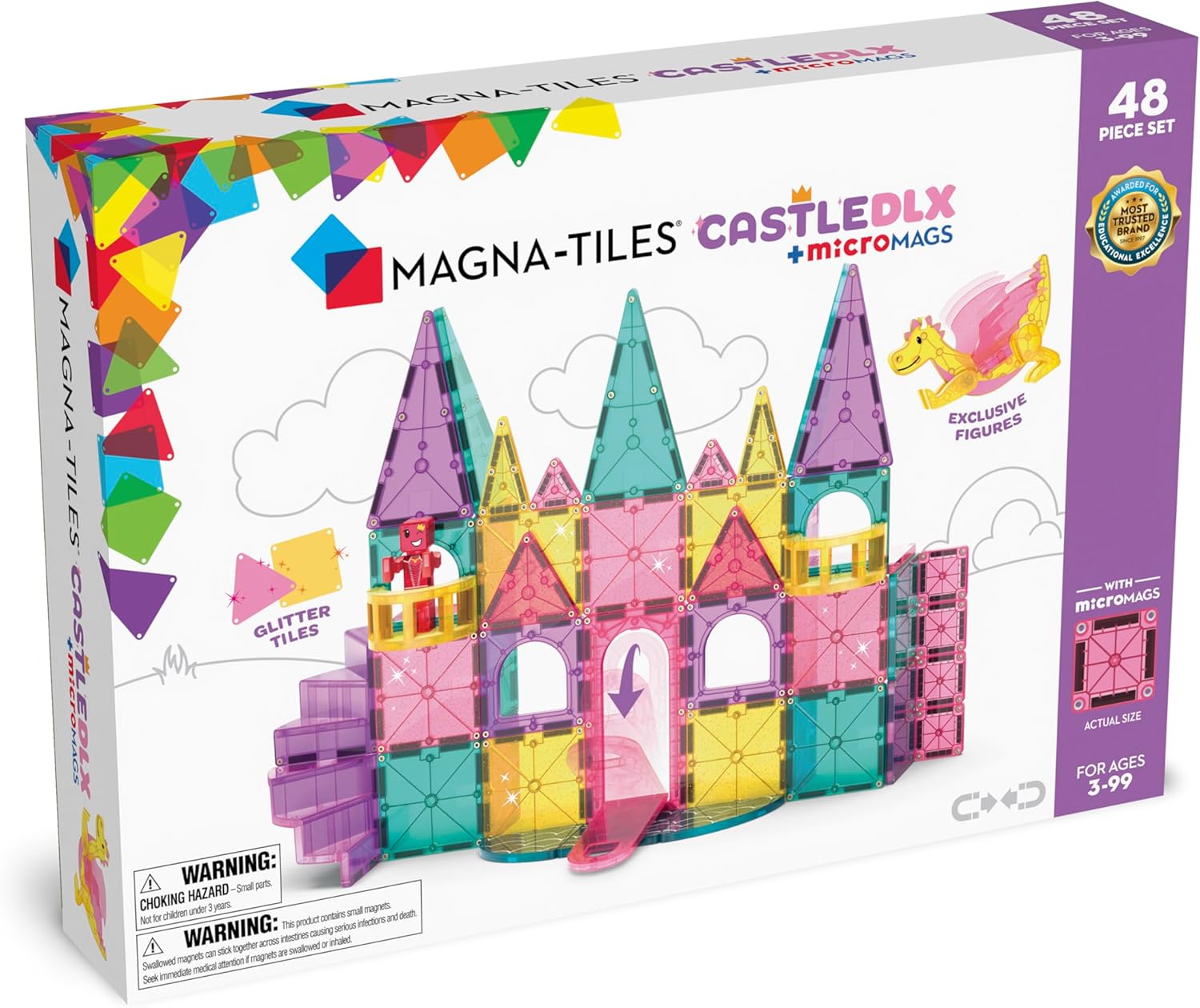 Magna-Tiles Castle DXL + MicroMAGS - 48 Piece Set