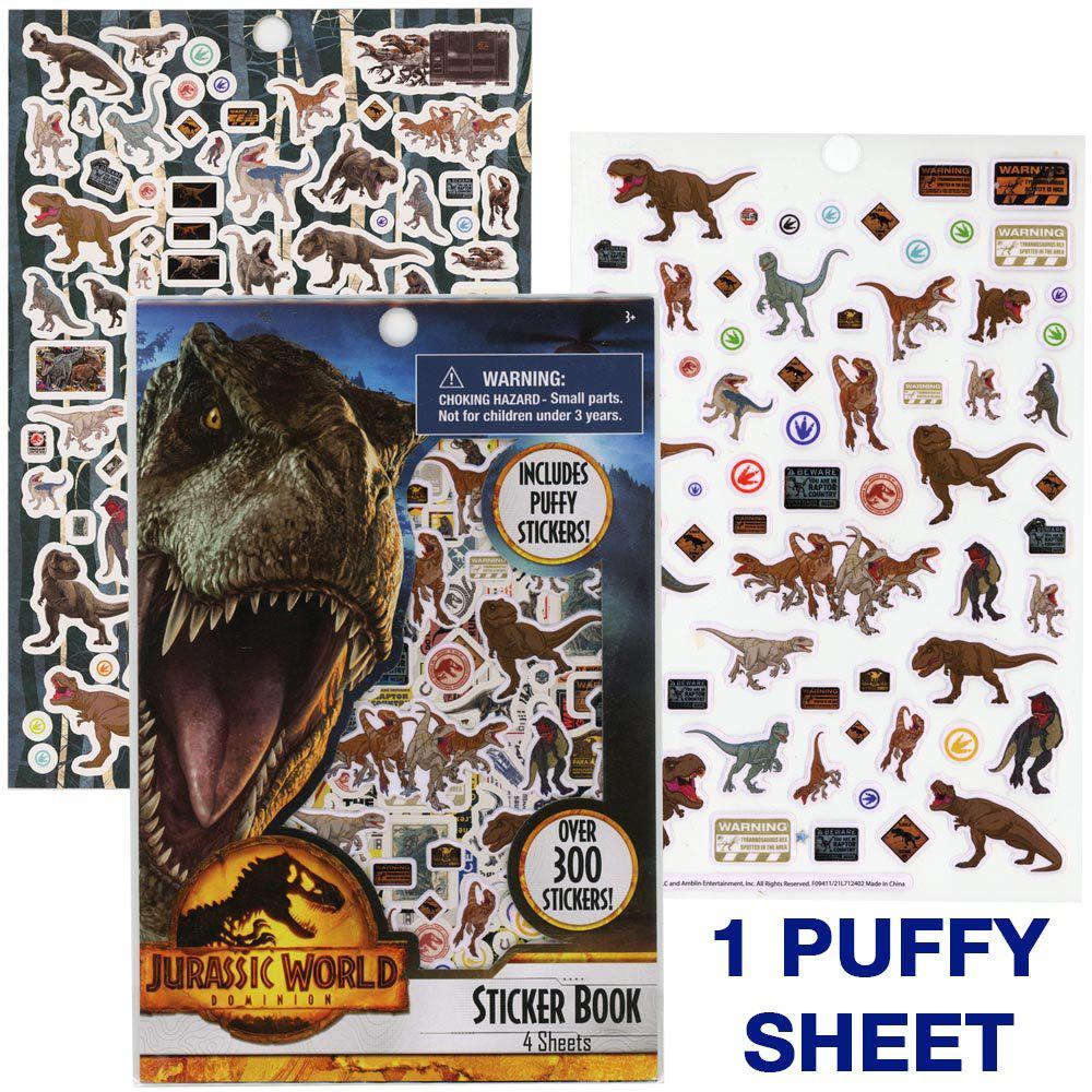 Jurassic World Sticker Book with Puffy Stickers 4 Sheet