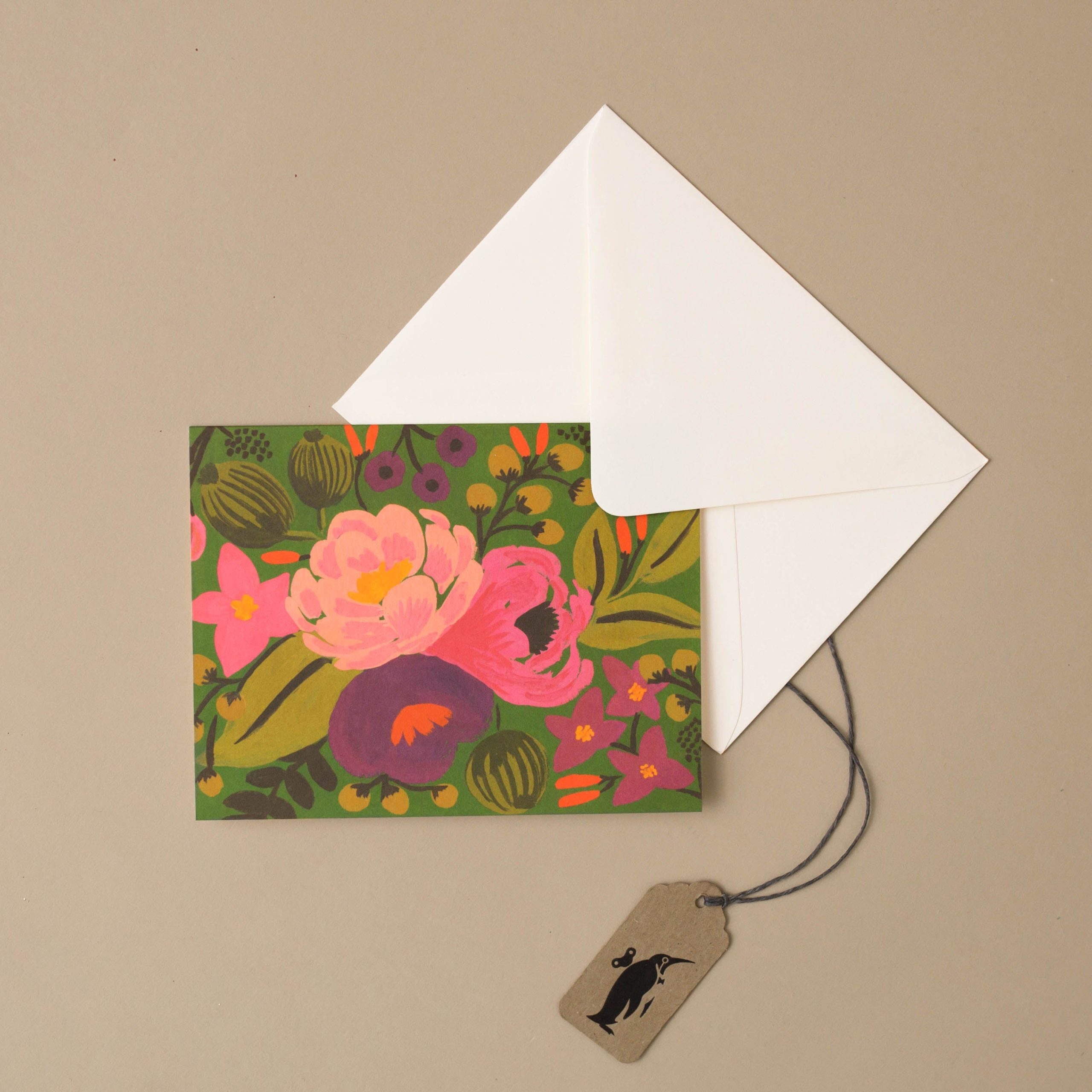 Vintage Blossoms Greeting Card | Green