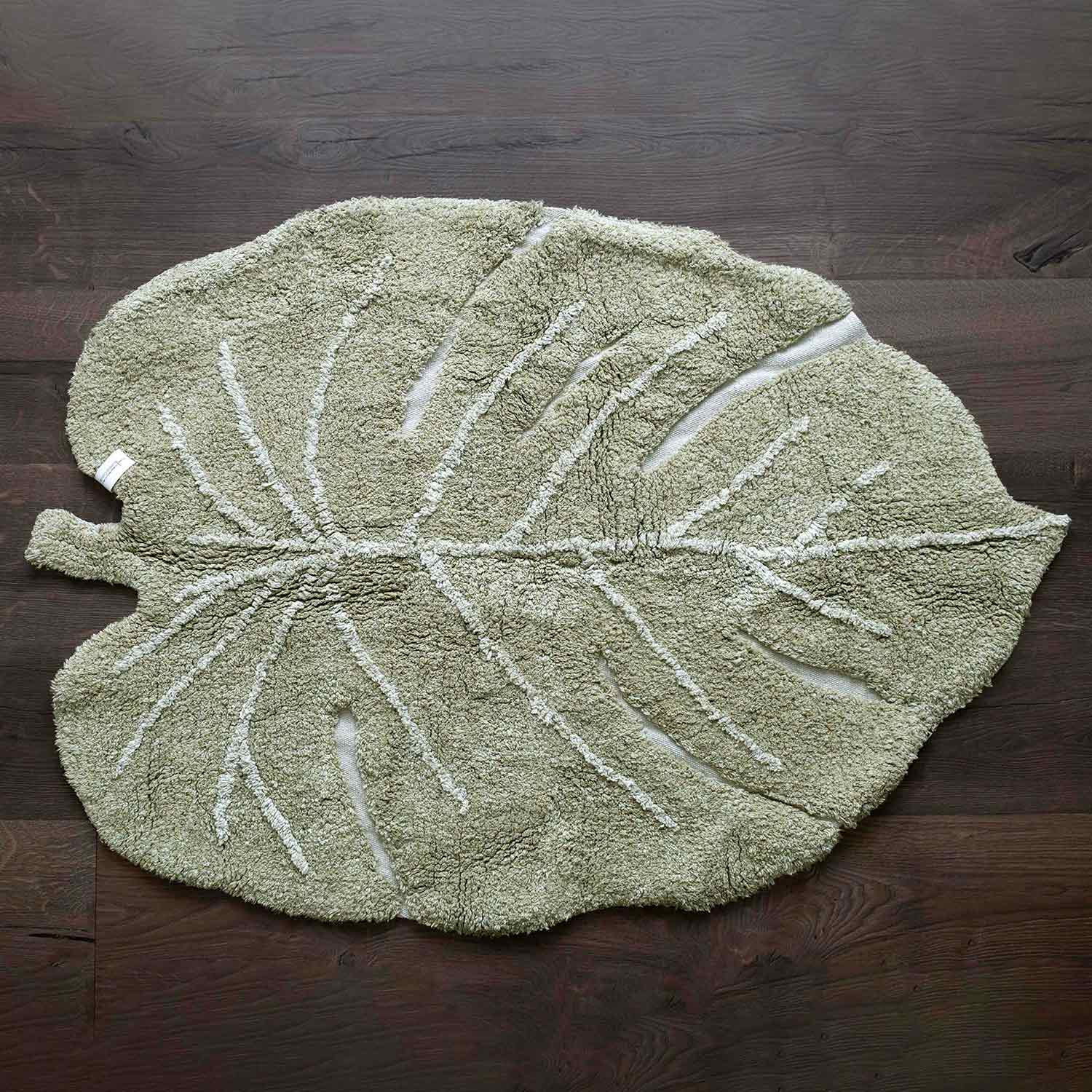 Washable Mini Monstera Rug | Olive