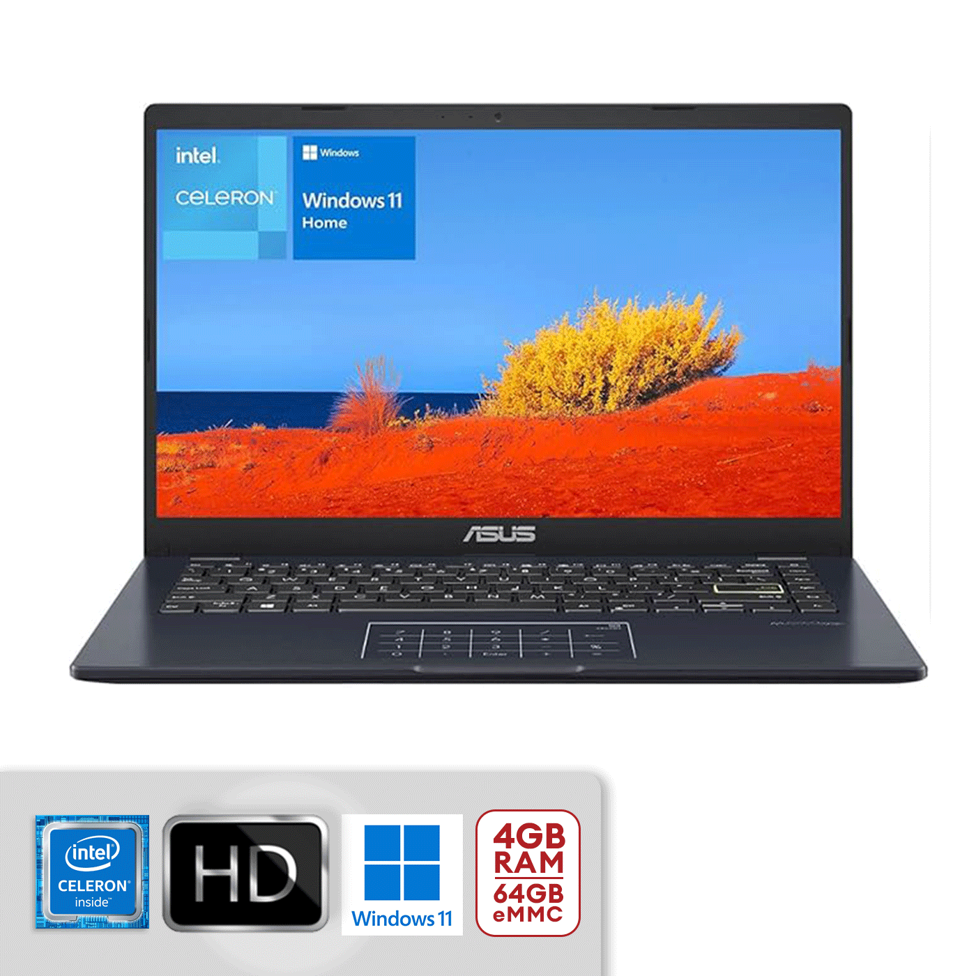 Asus E410K 14" FHD Laptop Celeron N4500 4GB/64GB eMMC Win11