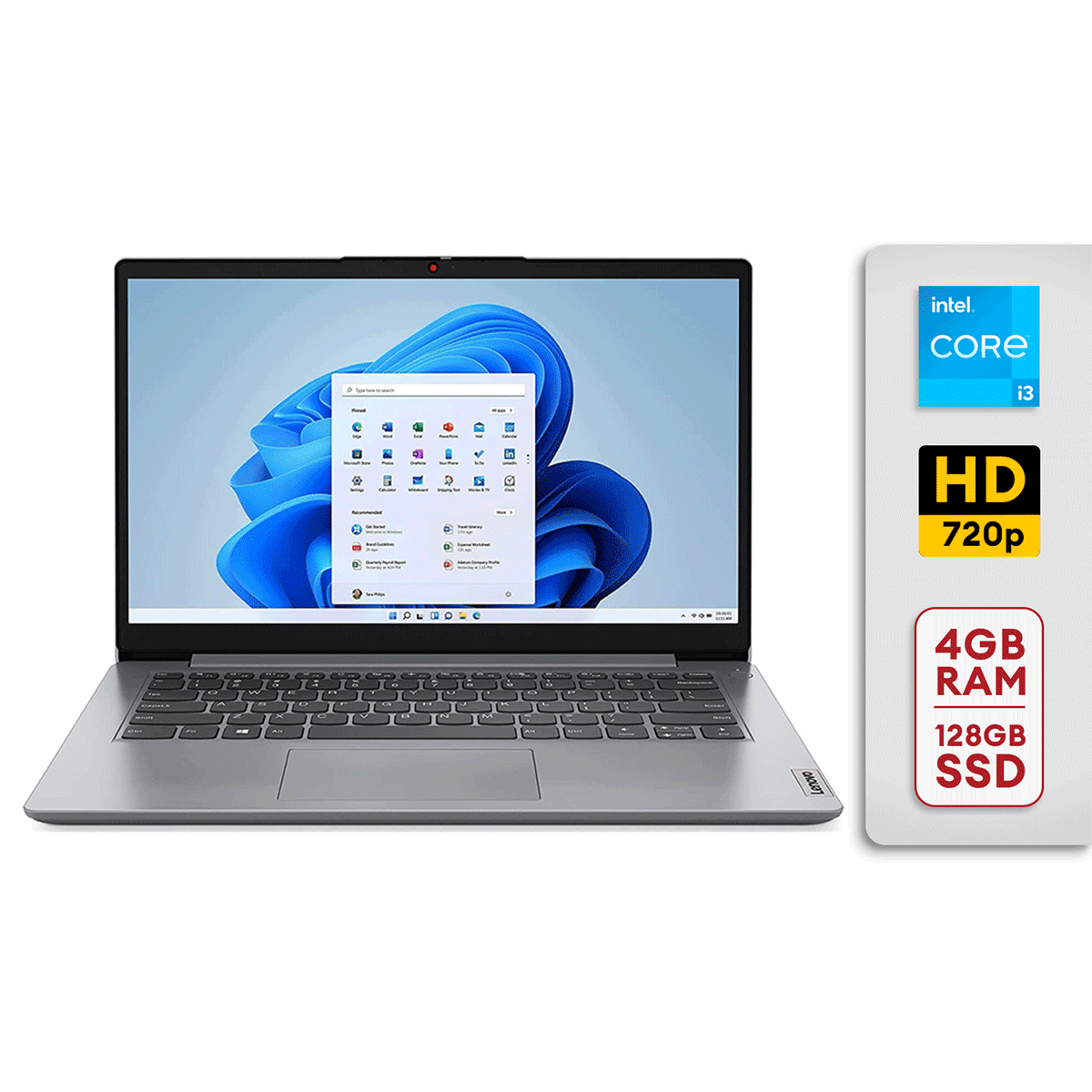 Lenovo IdeaPad 1 14" HD i3-1215U 4gb/128gb 82QC003VUS Cloud Grey