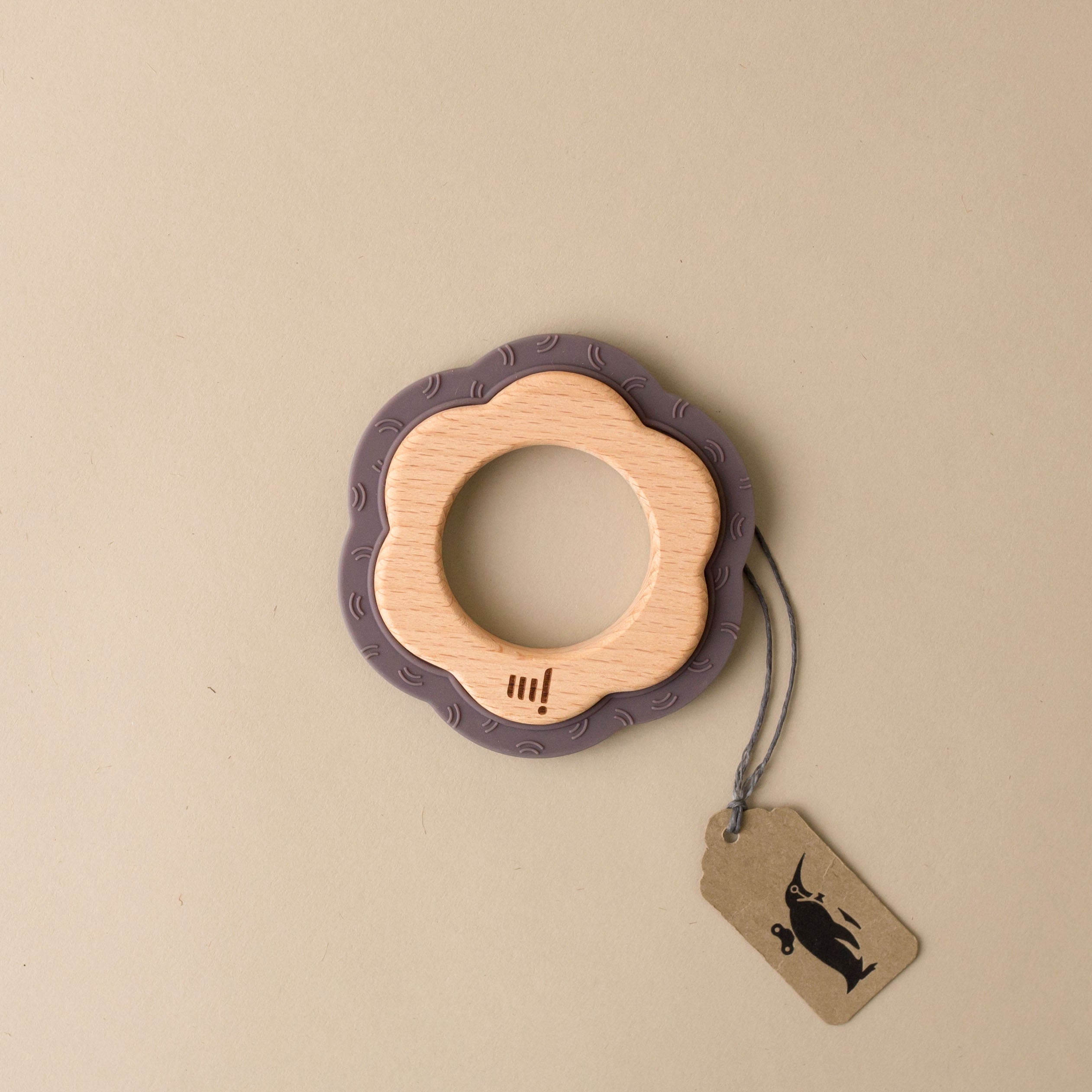 Wood & Silicone Teether | Pewter