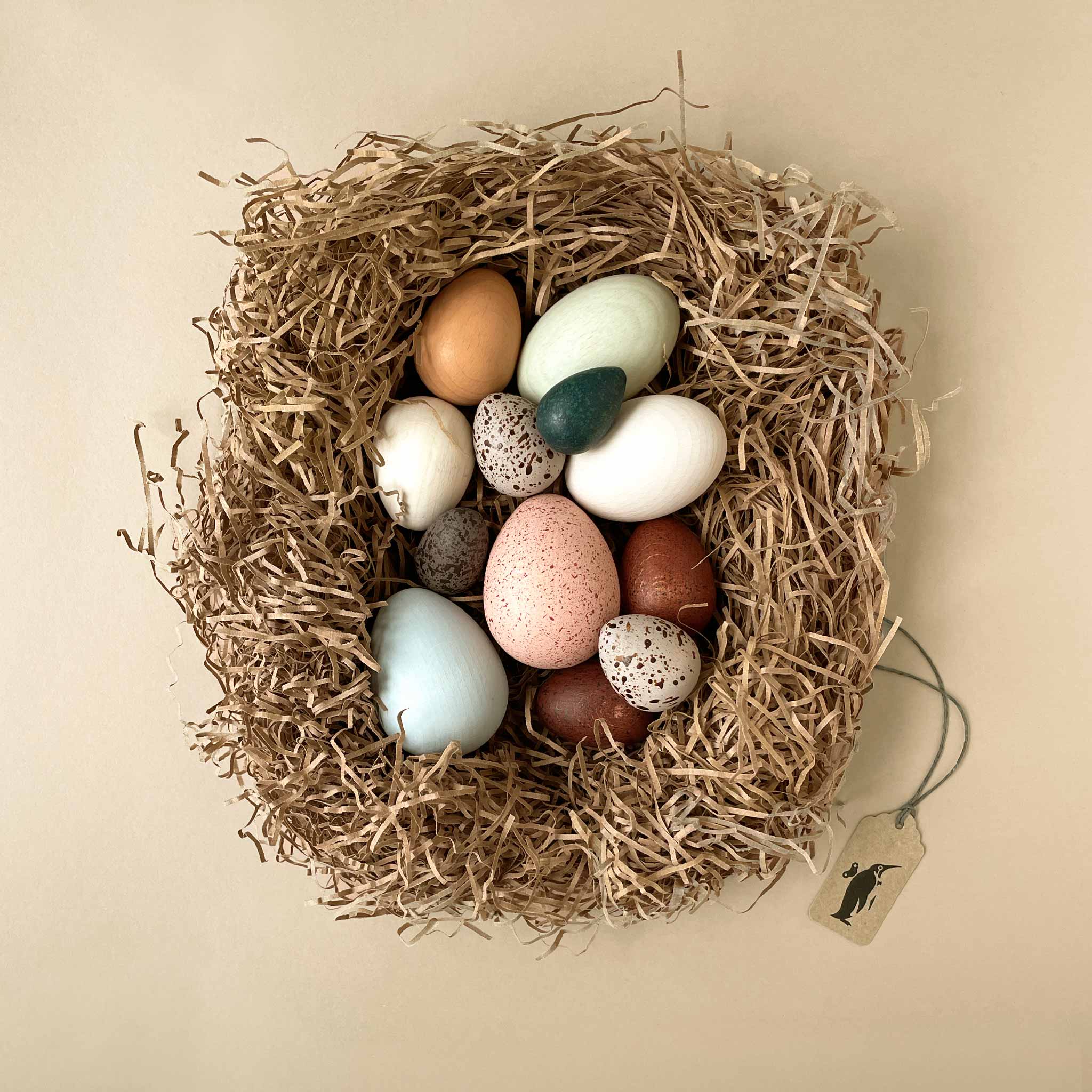 Wooden Bird Eggs in a Box