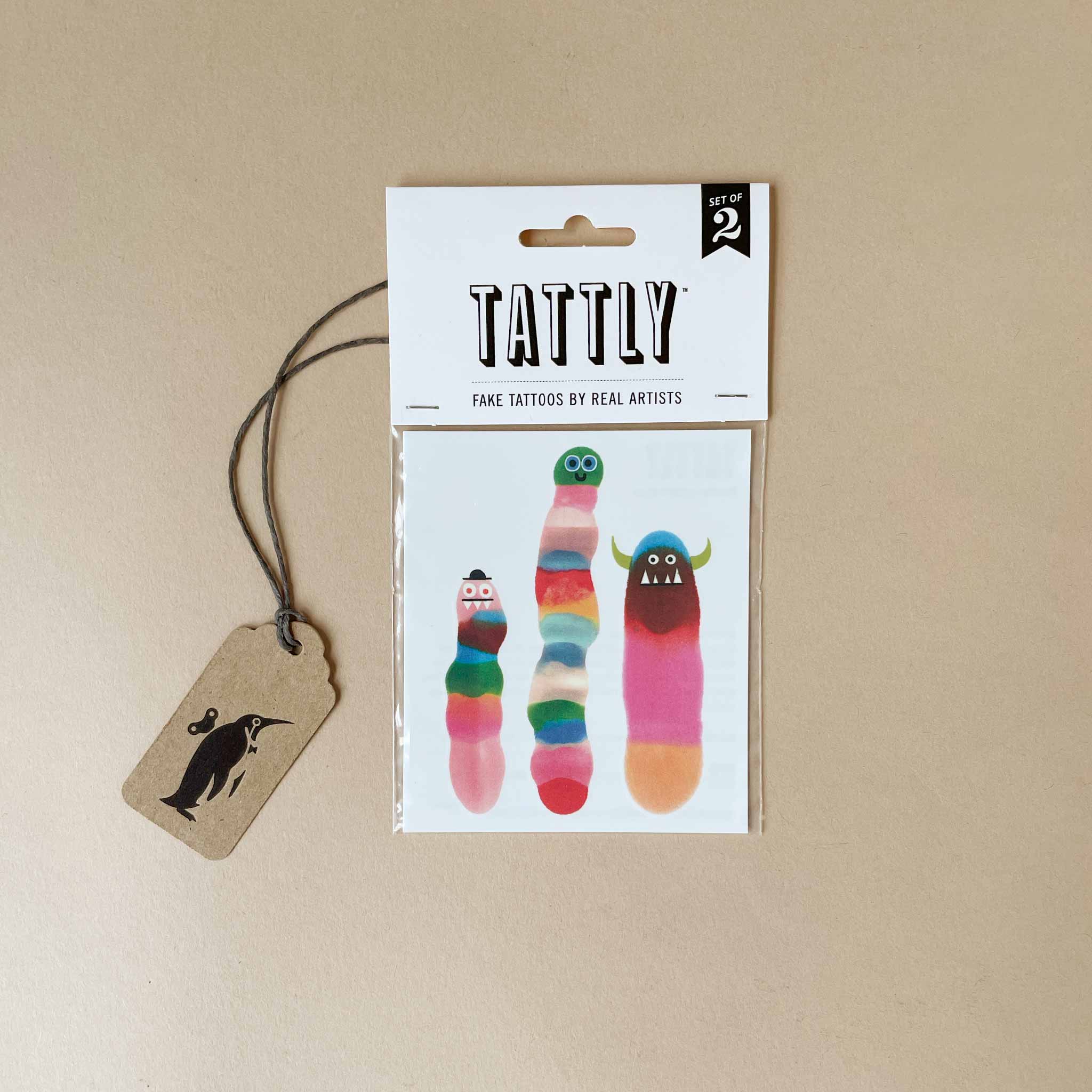 Wormies Temporary Tattoo Pair