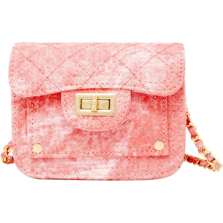 Tie Dye Quilted Denim Handbag - Pink