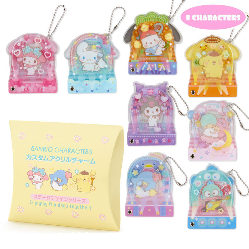 Japan Sanrio Tuxedo Sam / My Melody / Little Twin Stars / Pompompurin / Cinnamoroll / Kuromi / Pochacco / Hangyodon Acrylic Keychain (Stage)